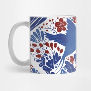 Swallow and flowers |Classic red blue white colors Mug